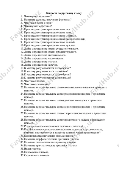 русский язык. вопросы по русскому языку — DOCX