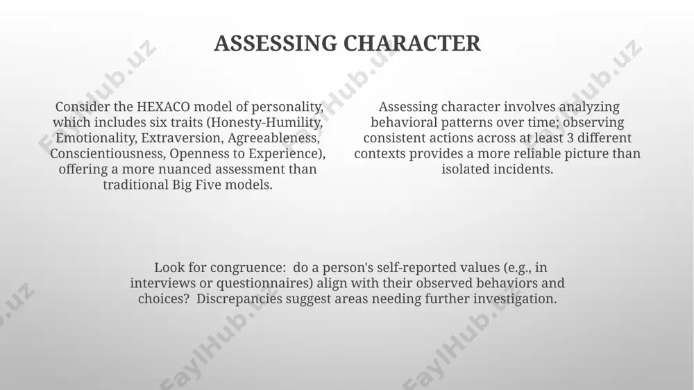 s. character flaws character flaws often manifest as recurring negative patterns, impacting 3 or more key relationships, hindering personal growth, and potentially leading to significant life challenges – impacting their well-being. unacknowledged character flaws, such as arrogance or a lack of empathy, can significantly diminish a person's leadership effectiveness by at least 25%, damaging trust and impacting team performance metrics. a common cognitive bias, confirmation bias, strengthens existing flaws by selectively interpreting information to reinforce pre-existing beliefs, reducing self-awareness and hindering improvement attempts by a factor of 2 or more. thank you for your attention @taqdimot_robot image1.png image2.png image3.png