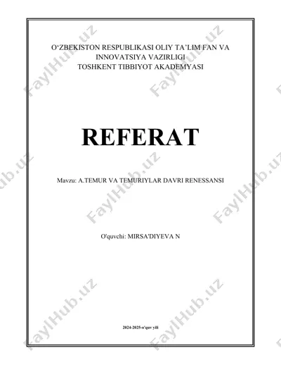 amir temur va temuriylar davri renessansi — DOCX