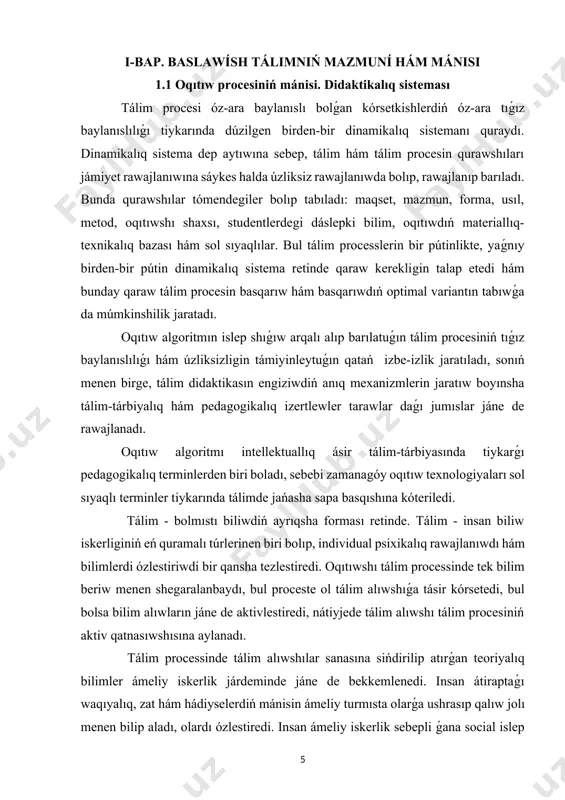 da bolıwına alıp keledi. oylaw - seziw aǵzaları arqalı sanaǵa tásir etip turılǵan zat hám hádiyselerdiń ol jaǵdayda (sanada) pútinliginshe sawleleniw procesi bolıp tabıladı. seziw hám aqıl qılıw járdeminde biliw processinde oyda sawlelendiriw júz beredi. oyda sawlelendiriw insan sanasında uzaq múddet saqlanıp qalatuǵın seziwler hám oylawdıń dawamı bolıp tabıladı. janlı baqlaw hám oylaw mudami adamdıń ámeliy iskerligine tıykarlanıwı kerek. adam tábiyaat jáne social jámiyet nızamlıqların ashıp, óz iskerliginde olardan paydalanıwǵa ıntıladı. hár qanday teoriyalıq bilimdiń ma`nisi onıń ámeliyatqa qanshellilik xizmet etiwi menen belgilenedi. teoriya ámeliy iskerlik mánisinen kelip shıǵıp tiykarlanadı hám de ámeliy iskerliginiń jaqsılaw jolǵa qoyılıwına xızmet etedi. biraq, ámeliyat áyne waqıtta bilimdiń tuwrılıǵın tekseriw quralı ham bolıp tabıladı. teoriyalıq ideya, pikir ámeliyatta tekserilgen hám ol arqalı tastıyıqlanǵanda ol insan bilimleriniń zárúrli strukturalıq bólegine aylanadı. sonday eken, bizge bilim ámeliyattan sezim, oyda sawlelendiriw hám oylaw tiykarında payda bolıwı hám taǵı ámeliyatqa qaytıp barıwında kórinetuǵın boladı. bul nárseni ayrıqsha atap …