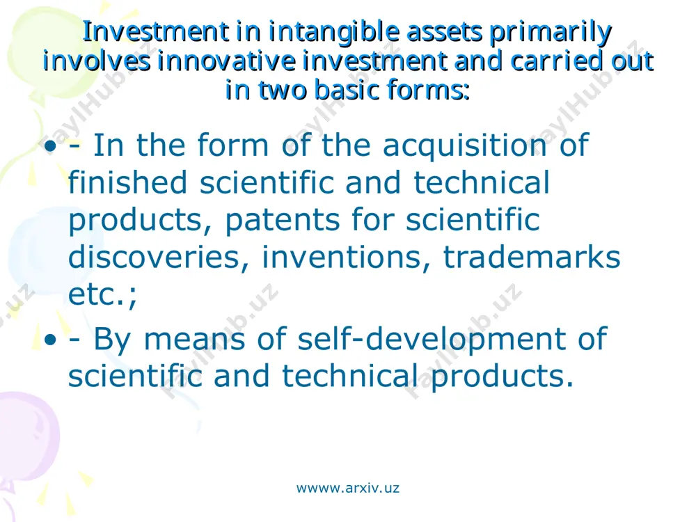 financing of investments in intangible assets - Page 5