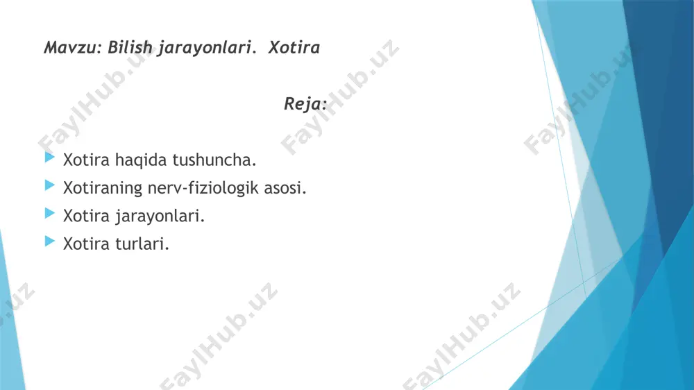 asi har xil bo‘ladi. shaxs xotirasining sifati miyaning faolligi va turli faoliyatga to‘g‘ridan-to‘g‘ri bog‘liq ravishda rivojlanadi. atrofni o‘rab olgan borliqni faol biluvchi kishi o‘z miyasi faoliyatini to‘xtovsiz kuchaytiradi. shu bilan birga uning egiluvchanlik darajasini oshiradi. miya egiluvchanligi vaqtincha pasayishi, xotira samarasining susayishi, ba’zi paytda odamning toliqishiga sabab bo‘ladi. dam olgandan keyin yana tiklanadi. odatda miya egiluvchanligi yosh o‘tishi bilan susayadi. muvaqqat nerv aloqalari assotsiatsiyalarni hosil qiluvchi fiziologik mexanizmdir. assotsiatsiya bizning xotiramizda mustahkamlangan va ongimizda qayd qilingan ayrim voqea hodisalarning o‘zaro bog‘lanishidir. biror buyumni esda olib qolish, boshqa buyumlar bilan bog‘lash orqali amalga oshiriladi. bu o‘rinda akademik i.p.pavlovning quyidagi so‘zlari juda xarakterlidir. «muvaqqat nerv bog‘lanishlari – deb yozadi i.p. pavlov hayvonot olamida va bizning o‘zimizda ham bo‘ladigan eng umumiy fiziologik hodisadir. shu bilan birga u psixik hodisa hamdir, turli-tuman harakat, taassurot bo‘lmasa harflar, so‘zlar va fikrlar o‘rtasida paydo bo‘ladigan bog‘lanishlar-ki, bu bog‘lanishlarni psixologlar assotsiatsiyalar deb ataydilar». xotira, ya’ni esda olib qolish, …