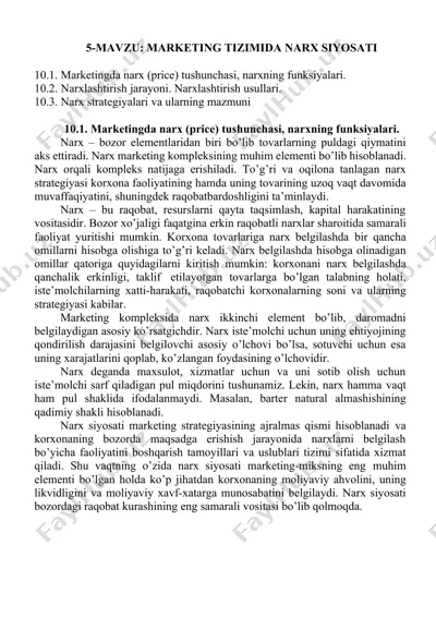 marketing tizimida narx siyosati — DOCX