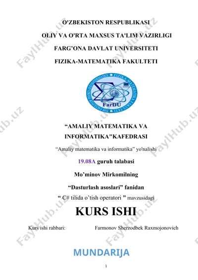 "c# tilida o’tish operatori" — DOC
