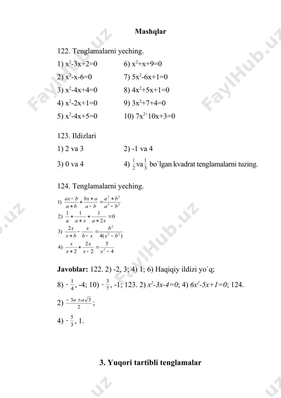yuqori tartibli va kvadrat tenglimalar - Page 5