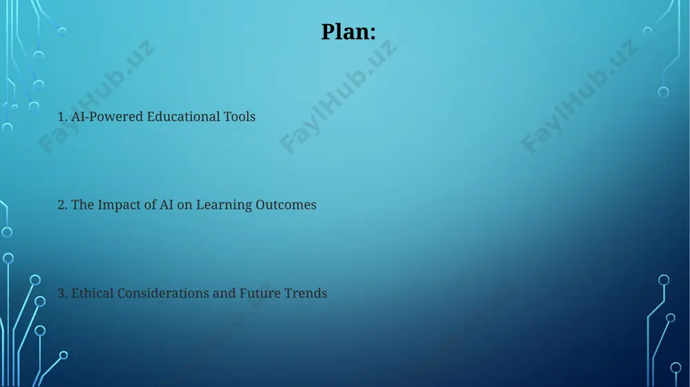 ct adherence to data protection standards, impacting system design and deployment. ai for assessment and feedback ai-powered automated essay scoring systems can analyze student writing, providing feedback on grammar, style, and argumentation with 90% accuracy, significantly reducing teacher workload and enabling faster turnaround times for student assignments. ai-driven plagiarism detection software utilizes advanced natural language processing (nlp) techniques to identify instances of unoriginal work with a high degree of precision (over 95%), fostering academic integrity and promoting original student work. introduction to ai in education ai-powered assessment tools automate grading and provide insightful analytics on student performance, reducing teacher workload by approximately 20% and offering data-driven insights for curriculum improvement. intelligent tutoring systems (its), powered by ai, provide customized feedback and support to students, analyzing their performance on over 1000 data points to identify knowledge gaps and suggest tailored learning paths. personalized learning with ai ai-powered platforms can analyze over …