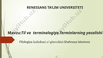 til va terminologiya. terminlarning yasalishi — PPTX