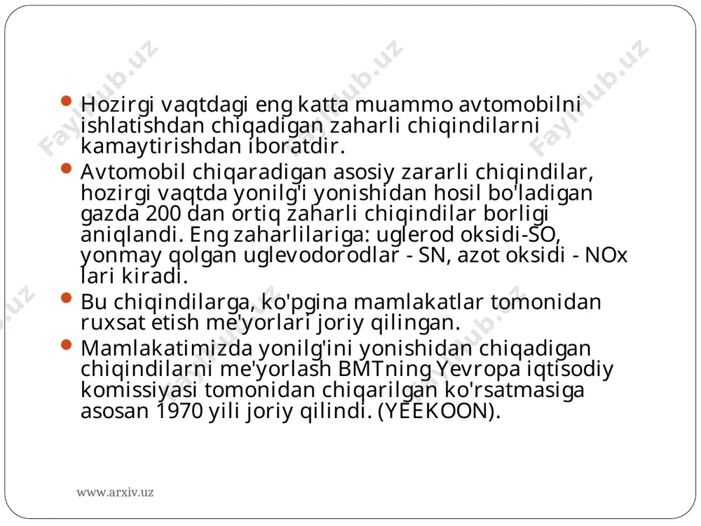 xizmat ko’rsatish, ta’mirlash. toshkent, “ilm ziyo” -2006 yil. 4. www.ziyonet.uz www.arxiv.uz www.arxiv.uz