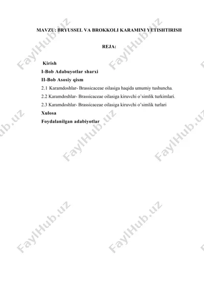 bryussel va brokkoli karamini yetishtirish — DOCX