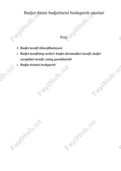 budjet tizimi budjetlarini boshqarish asoslari — DOC