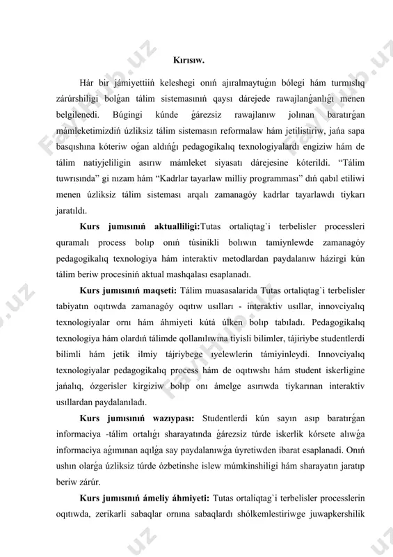eralıq beti tolqınlıq bet bolıp tabıladı. suw betindegi tastı taslap jibergende payda bolatug’ın tolqınlar shen’ber ta’rizli tolqınlar dep ataladı. tolqınlıq qozg’alıslardın’ a’piwayı tu’ri bir bag’ıtta tarqalatug’ın tolqınlar bolıp tabıladı (nay ishinde bir ta’repke tarqalatug’ın ses tolqınları, sterjen boyınsha tarqalatug’ın serpimli tolqınları). bunday jag’dayda tolqınlıq bet tegis bet bolıp tabıladı (nayg’a yaki sterjenge perpendikulyar bet). bo’leksheler tolqınnın’ taralıw bag’ıtında terbeletug’ın tolqınlar boylıq tolqınlar dep ataladı (mısalı ses tolqınları, su’wrette ko’rsetilgendey nay boyınsha terbeliwshi porshen ta’repinen qozdırılg’an tolqınlar). bo’lekshelerdin’ terbeliwi tolqınnın’ taralıw bag’ıtına perpendikulyar bolatug’ın tolqınlar ko’ldenen’ tolqınlar dep ataladı. bunday tolqınlarg’a suw betindegi tegis tolqınlar, elektromagnit tolqınları kiredi. sonday-aq ko’ldenen’ tolqınlar tartılıp qoyılg’an arqan boyınsha da tarqaladı. tolqınlardın’ suyıqlıqlarda yamasa gazlerde (hawada) tarqalg’anın qarag’anımızda bul ortalıqlar bo’lekshelerden turadı dep esaplaymız (atom ha’m molekulalar so’zleri bo’leksheler so’zi menen almastırıladı). tar boyınsha tarqalatug’ın tolqınlar en’ a’piwayı tolqınlar qatarına kiredi. usı tolqında tolıg’ıraq qarayıq. «to’menge qaray iymeygen» orın tardın’ boyı boyınsha belgili bir s …