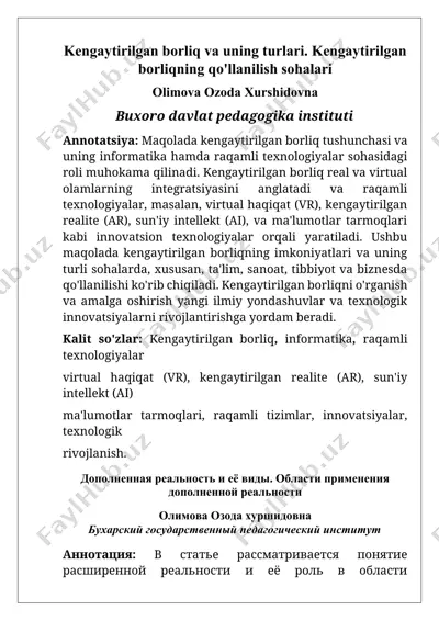 kengaytirilgan borliq va uning turlari — DOCX
