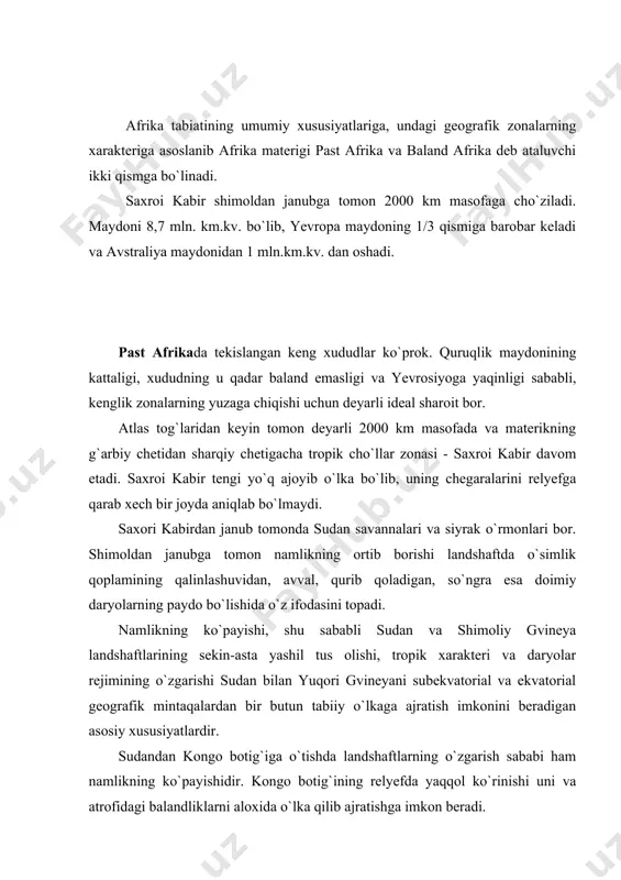 alishda 2000 km masofaga cho`zilagan va juda ham murakkab tarmoqlangan o`rta xisob bilan 1200-1500 m balandlikdagi tizmalari ar-rif va tell-atlas tizmalari neogen davridagi burmalanishda xosil bo`lgan. atlas tog`larining qolgan qismi tuzilishida gersin strukturalari qatnashgan. o`rta dengiz bo`yi landshaftlarning mavjudligiga asosiy sabab orografiyadir, chunki atlas tog` tizmalaridan tashqarida saxroi kabir liviya soxiliga deyarli zich yondashib turadi. ammo o`rta dengiz bo`yinning tipik landshaftilari qirg`oq bo`yidagi eng ko`pi bilan 150 km keladigan kambar polosada rivojlangan. bu polosadagi tog` zanjirlari atlantika okeanidan, o`rta dengizdan esadigan nam shamollarni to`sib qoladi. shu sabablarga ko`ra atlas tog`lari bir-biri bilan katta tafovut qiladigan ikkita rayonga: o`rta dengiz bo`yi landshaftlari mavjud bo`lgan shimoliy rayonga va saxroi kabir oldidagi chala cho`l landshafti mavjud bo`lgan janubiy rayonga ajratiladi. shimoliy rayonga ar-rif, tell-atlas tizmalari va qirg`oq bo`yidagi pastekisliklarning kambar polasasi kirai. ar-rif murakkab tog` tizmasi bo`lib, unda burmali strukturalardan tashqari, siljima (nadvig) va qoplamlar ham bor deb faraz qilinadi. tog`lar eroziya natijasida …