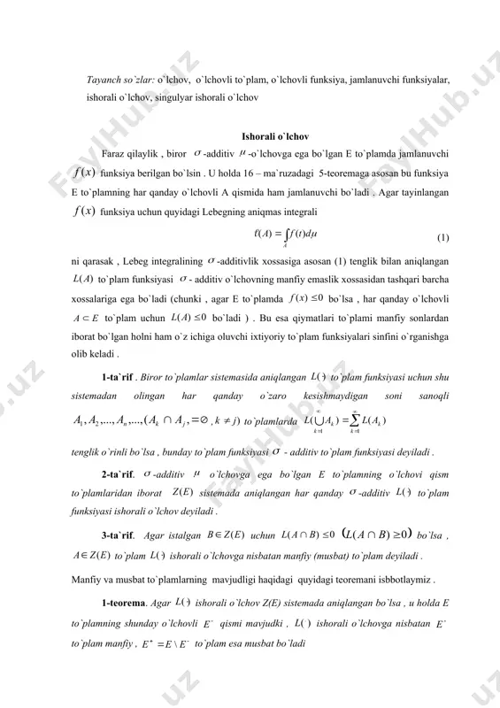 n m + k ò + î = x k f d x f m m ) ( sup + k m d x f x n n = ò ¥ ® m ) ( lim { } ) ( x f n )) ( ),..., ( max( ) ( 1 x f x f x g n n = + î k g n ) ( x z e î n e e e ,..., , 2 1 u n k k e e 1 = = k e x î ) ( ) ( x f x g k n = å ò å ò = = = £ = n k k e n k e k n e e d x f d x g k 1 1 ) ( ) ( ) ( ) ( n n m m + î k g n { …