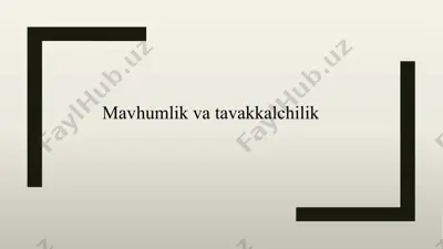 mavhumlik va tavakkalchilik — PPTX