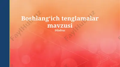 elementar tenglamalar — PPTX