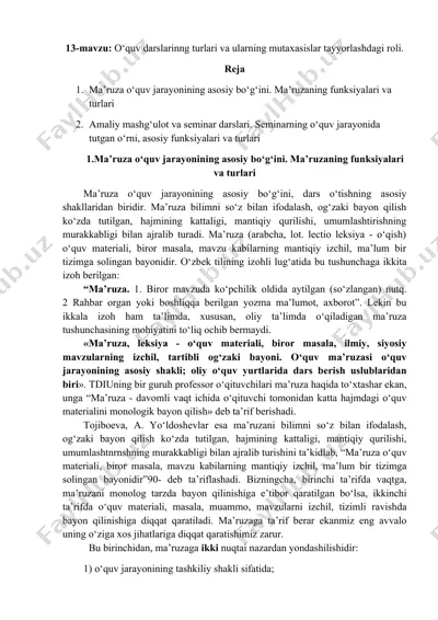 o‘quv darslarinng turlari va ularning mutaxasislar tayyorlashdagi roli — DOC