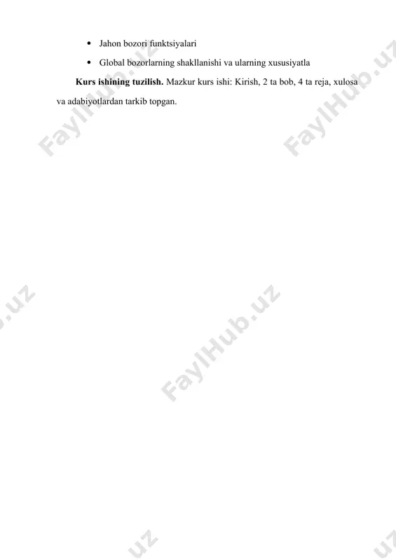 vdosi bo'yicha tovar ixtisosligiga ajratiladi. xalqaro savdo butun dunyoda avdaokushin e.f o'rtasida to'langan umumiy savdo aytiladi. xalqaro iqtisodiy aloqalar.[footnoteref:4] ammo, "xalqaro odam savdosi" tushunchasi, "tarmoqli mamlakatlarning rivojlanayotgan mamlakatlarning jami savdo aylanmasi, jamg'arab turgan savdo aylanmasi masalan, mamlakatlar, mintaqadagi har qanday qit'a mamlakatlarining aylanmasi sharqiy evropadan va h.k. [4: qo'llanma. m marketing, 1997 yil.] jahon narxi yilning o'zgarishi, bu tovarni sotish shartlariga, shartnomaning xususiyatlariga qarab farq qiladi. amalda, global savdosning ayrim savdo markazlarida, taniqli firmalar - eksportchilar yoki tegishli turdagi tovarlar import qiluvchilarida dunyo miqyosidagi yirik firmalar yoki import qiluvchilar narxi jahon narxlari sifatida qabul qilinmoqda. jahon narxlari ko'plab tovarlar (dona, kauchuk, paxta va boshqalar) dunyodagi eng yirik tijorat almashinuvi bo'yicha operatsiyalar jarayonida tashkil etilgan.[footnoteref:5] [5: nazarova g.va boshqalar. jaxon iqtisodiyotining globallashuvi. t.: tdiu, 2011 320 bet] tashqi savdo tanlovini tanlashdan oldin, barcha davlatlar tezda yoki kech. ikki asr davomida ushbu mavzuni muhokama qilmoqda. har bir mamlakat manfaatlariga ko'ra, u ishlab …