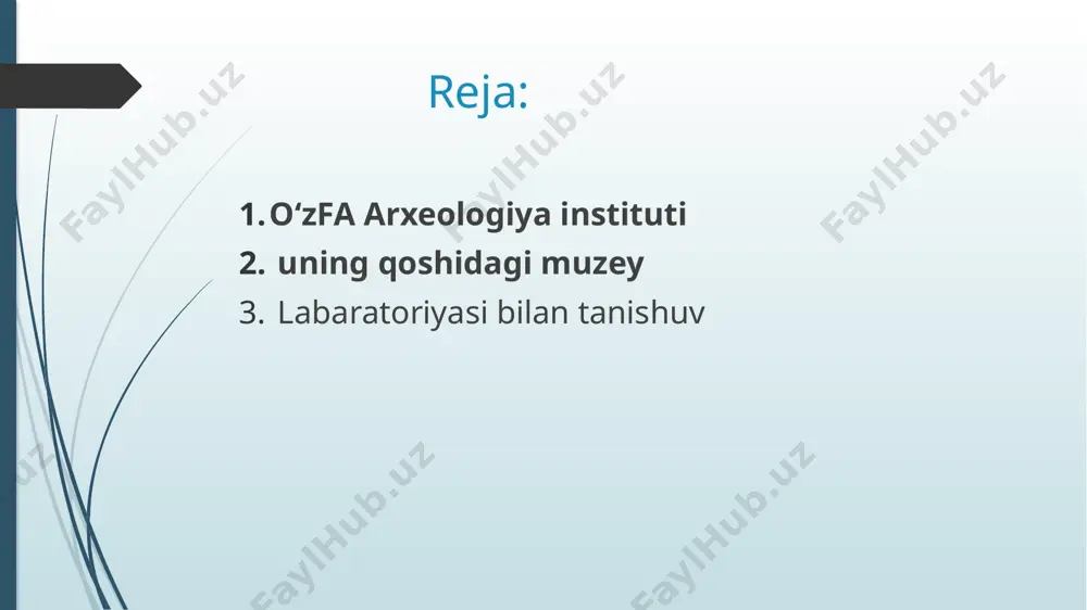 1997). institut xodimlaridan a. asqarov, yu. f. buryakov, r. sulaymonov, m. isomiddinov, m. filanovich, t. xo‘jayov va 665g. shish-kinalar o‘zbekiston hududida ilk shahar madaniyatining shakllanishi hamda uning taraqqiyot bosqichlari tarixiga bag‘ishlangan 14 monografiya uchun beruniy nomidagi davlat mukofoti bilan taqdirlandilar (1985). institut qoshida aspirantura va doktorantura, arxeologiya mutaxassisligi bo‘yicha maxsus doktorlik ilmiy kengashi mavjud.[1] toshkent, xiva va termiz arxeologiya bo‘limlari tuzilgan. 7 fan doktori (3 akademik), 35 fan nomzodi, jami 90 ilmiy xodim ishlaydi. institut „o‘zbekiston mod-diy madaniyati tarixi“ nomli yillik to‘plam nashr etadi (1959 yildan). u o‘z faoliyatida arxeologik tadqiqotlarga bag‘ishlangan 120 ta ilmiy monografiya (5 tasi ajnabiy tillarda) va turli jurnal va to‘plamlarda mingdan ortiq maqolalar chop etdi. image1.png image2.png image3.png image4.png image5.png
