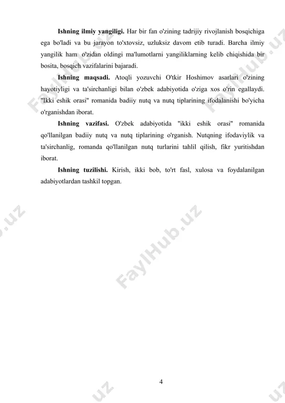 iladi, bu esa undagi qo‘shimcha ma’nolar va semantik soyalarni, shuningdek, barcha til sathlarida sinonimiyani ochadi, bu esa ma’nolarning eng nozik tuslarini ta’kidlash imkonini beradi. bu muallif tilning barcha boyliklaridan foydalanishga, o‘ziga xos til va uslub yaratishga, yorqin, ifodali, obrazli matn yaratishga intilishi bilan izohlanadi. muallif kodlashtirilgan adabiy tilning lug‘at tarkibidangina emas, balki so‘zlashuv nutqi va xalq tilidagi turli obrazli vositalardan ham foydalanadi. badiiy matnda obrazning emotsionalligi, ifodaliligi birinchi o‘ringa chiqadi. ilmiy nutqda aniq belgilangan mavhum tushunchalar, gazeta va publitsistik nutqda ijtimoiy umumlashgan tushunchalar, badiiy nutqda aniq hissiy tasavvurlar vazifasini bajaradigan ko‘p so‘zlar. shunday qilib, uslublar funktsional jihatdan bir-birini to'ldiradi. badiiy nutq, ayniqsa, she'riy nutq, inversiya bilan ajralib turadi, ya'ni. so'zning semantik ahamiyatini oshirish yoki butun iboraga maxsus belgi berish uchun gapdagi odatiy so'z tartibini o'zgartirish stilistik rang berish. u so'zlarda fikrlar, his-tuyg'ular, tushunchalar, tabiat, odamlar, ularning muloqotini tasvirlaydi. badiiy matndagi har bir so‘z nafaqat tilshunoslik qonun-qoidalariga bo‘ysunadi, balki u qonunlarga …
