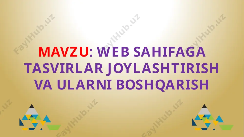sahifadagi o’rnini ham sozlash mumkin. u yozilgan kod qatorining oxirida, web sahifaning chap tarafida avtomatik ko’rinadi. tasvirni boshqa joyga ko’cherish float atributi orqali amalga oshiriladi. masalan. sinov sahifa amaliy topshiriq web sahifada 700x500 o’lchovli tasvirni matn tagida aks ettirish uchun html kod yozing. tasvirning manzilini to’liq kiriting. rebus w 1 ,,, ,, javob: web k e ,, , ,, ,, , v 2 , ,, ,,, ,, , rebus javoblar 1 2 piksel tasvir qiziqarli savollar 6.web-sahifaga tasvir kiritishda tasvir tanlaganimizda asosan uning nimasini hisobga olishimiz kerak? 1.web-sahifada tasvir joylanayotganimizda tasvirning eni va bo’yi nimada o’lchanadi? 3.agar tasvir joylayotganimizda aniq joyini o’zimiz kiritmasak qayerga joylanadi? 5.tasvir boshqa joyga ko’cherish nima orqali amalga oshiriladi? 4.web-sahifada matn va tasvirni yonma yon joylashtirish uchun qanday yozishimiz kerak? 2.“img src” to’lliq qanday nomlanadi? 7.tasvir kiritishda web-sahifaning asosiy qismiga qaysi html kod yoziladi? javoblar 1 piksellarda 2 image sourse 3 tasvir yozilgan kod qatorining oxiriga, …