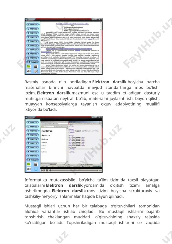 z xohlagan kontseptsiyani bir zumda topishga imkon beradigan gipermatnli havolalardan foydalanish, o'rganilayotgan matnning ko'p sonli qismini "topshirish". 6. elektron o'quv qo'llanmalar - bu ochiq tizimlar. bularni to'ldirish, tuzatish, ish paytida o'zgartirish mumkin, bu ayniqsa ijodiy ishlaydigan o'qituvchi uchun juda muhimdir. 7. foydalanishda ko'p funktsionallikni ta'minlash va ishlab chiqish maqsadiga qarab elektron o'quv qo'llanmalari boshqacha tuzilishga ega bo'lishi mumkin. masalan, sinfda foydalanish uchun siz ma'lum bir fan uchun o'quv dasturini qo'llab-quvvatlaydigan elektron qo'llanma yaratishingiz mumkin va o'quv materiallari mavjud tematik rejalashtirishga muvofiq taqdim etiladi. elektron o'quv vositasini mavzuni rejalashtirishga havola qilmasdan ishlab chiqish mumkin, ammo ma'lum bir kurs uchun o'quv dasturiga rioya qilish orqali. o'quv materialini vertikal o'rganish printsipi bo'yicha qo'llanmalar yaratishingiz mumkin. bo'limlar: iqtisodiyot insonning mehnat bozorida raqobatbardoshligi ko'p jihatdan uning yangi texnologiyalarni o'zlashtirish qobiliyatiga, o'zgaruvchan mehnat sharoitlariga moslashishiga bog'liq. mamlakatning jadal ijtimoiy-iqtisodiy rivojlanishi sharoitida jamiyatning talablari, talabalarning so'rovlari va mavjud davlat buyurtmalarining tahlili yangi ta'lim natijalariga bo'lgan ehtiyojni aniqlashga …