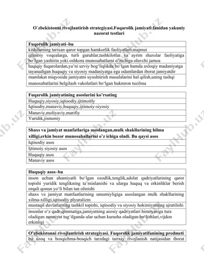 fuqarolik jamiyati fanidan yakuniy nazorat testlari — DOCX