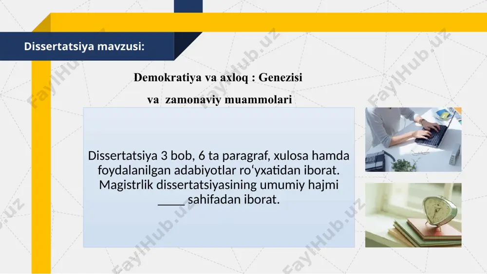 atiya va axloqning tarixiy-nazariy talqinlarini tahlil qilish tadqiqotdagi natijalarning ilmiy jihatdan yangilik darajasi - demokratiya va siyosiy axloq muvozanati bilan bog‘liq muammolar, uning o‘zaro munosabati, rivojlanish tendensiyalari axloq falsafasi nuqtai nazaridan asoslangan; - “demokratiya va axloq muvozanati”, “demokratik axloq" tushunchalarining mohiyati ijtimoiy-axloqiy nuqtai nazaridan o‘rganilgan; - demokratiya va axloq munosabatiga doir muqobil qarashlar va ularning xususiyatlari tahlil etilgan; - demokratik axloq muvozanatini ta’minlashda milliy va umuminsoniy axloqiy qadriyatlarning o‘rni ochib berilgan; - milliy davlatchilik tajribalar, ijtimoiy tanazzul va yuksalishga olib kelgan siyosiy jarayonlar siyosiy axloq nuqtai nazaridan yoritilgan; - milliy ruhiyatning demokratiyaga ta’siri va namoyon bo‘lish jarayonlari o‘rganilgan; - demokratiya va axloq munosabatining jamiyat va shaxs faoliyatiga ta’siri asoslangan; - hokimiyatni modernizatsiyalashning demokratik-axloqiy mezonlari, ularni ta’minlovchi mexanizmlar, tashkiliy omillarning mohiyati ochib berilgan;global taraqqiyotning axloqiy muammolari o‘rganilgan va ularning siyosiy-falsafiy tahlili amalga oshirilgan; - demokratik axloqning nazariy hamda amaliy asoslarini rivojlantirishga qaratilgan tahlil, xulosa va tavsiyalar ishlab chiqilgan. tadqiqot natijalarining nazariy …