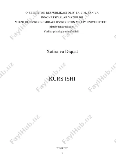 xotira va diqqat — DOCX