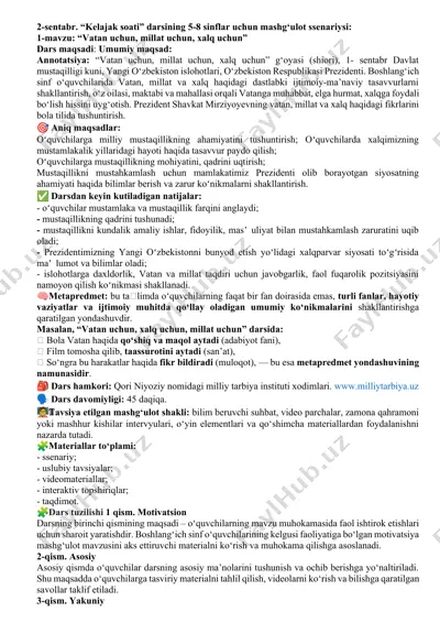 "kelajak soati" darsining 5-8 sinflar uchun mashg‘ulot ssenariysi — DOCX