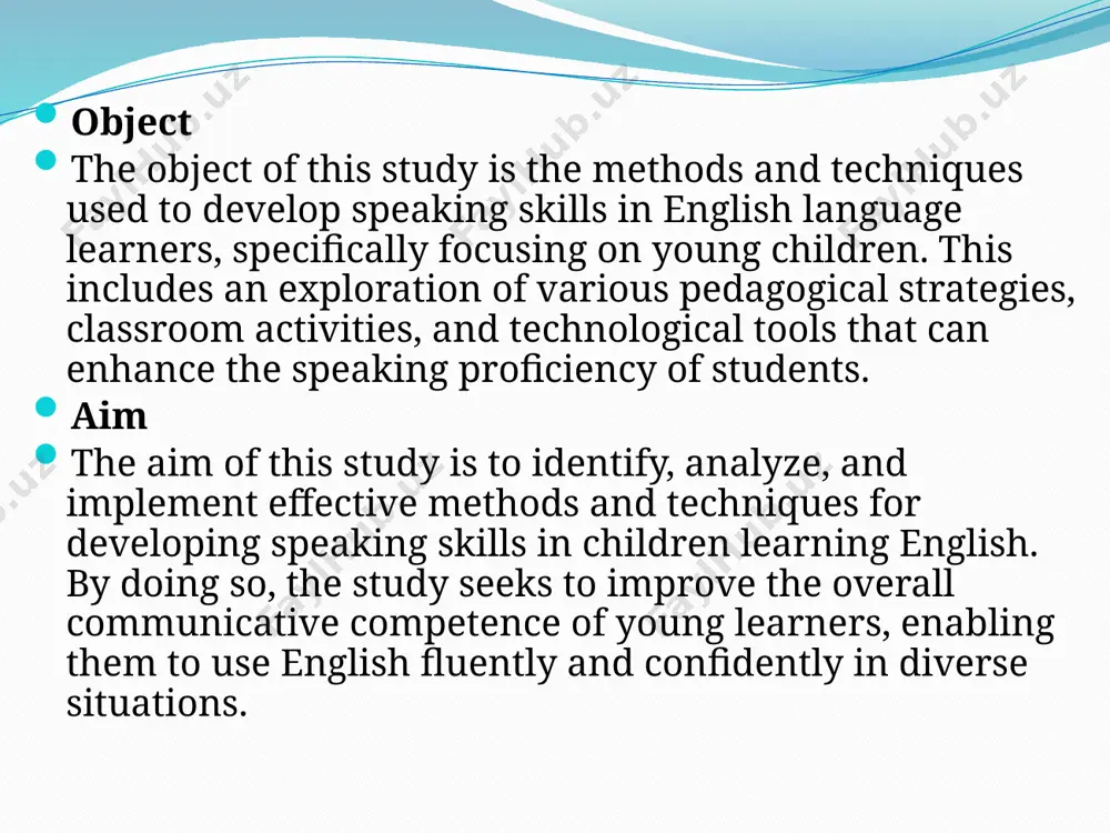 ds to prompt students to describe what they see, which helps build vocabulary and descriptive skills. real objects (realia): bring in real objects related to the lesson’s topic to make discussions more tangible and engaging. 2. technology integration voice recording: use apps or devices that allow students to record and listen to their own speech, helping them self-assess and improve. language learning apps: utilize apps that focus on speaking practice, providing instant feedback and interactive exercises. 3. pronunciation drills minimal pairs: practice minimal pairs (words that differ by a single sound) to improve students’ ability to distinguish and produce different sounds. choral repetition: conduct choral repetition exercises where the whole class repeats phrases after the teacher to practice pronunciation and intonation. 4. debate and discussion structured debates: organize formal debates on age-appropriate topics to encourage students to articulate their arguments and practice public speaking. class discussions: facilitate regular class discussions …