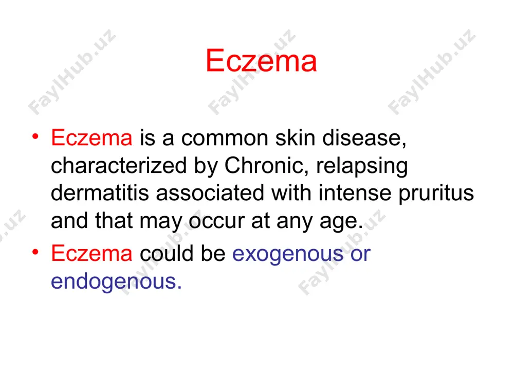 age of onset is between 20 and 30 years of age. the sex incidence is approximately equal what causes dyshidrotic eczema? having had atopic dermatitis in the past having allergies, such as allergic rhinitis being exposed to allergens or irritants, such as certain metals smoking receiving uv radiation having overactive sweat glands certain things can trigger episodes, such as: stress very warm or cold weather very dry or humid air histopathology histologic features include: in the acute phase intraepidermal spongiosis with vesicle formation and a superficial perivascular inflammatory infiltrate composed mainly of lymphocytes and histiocytes in the more chronic phase there are multiple foci of parakeratosis, acanthosis, irregular epidermal hyperplasia with minimal or absent spongiosis . the epidermis is thick and the overlying horny layer is even thicker histopathology the pustule phase of pompholyx a b c d (a,b) a vesicle attains the horny layer, accompanied by spongiosis and acantholysis …