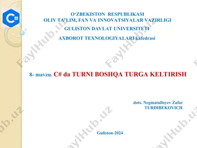c# da turni boshqa turga keltirish — PPT