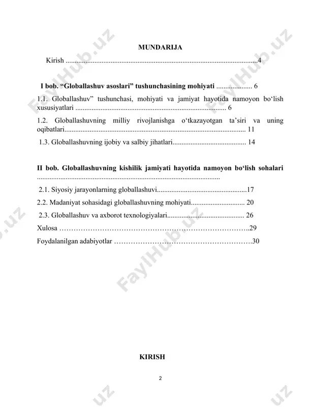 ondan, gegemonlikka da’vogar qatlamlar va davlatlar ideologiyasini boshqa xalqlarga, qit’alar va davlatlarga zo‘rlab singdirishni qo‘llab-quvvatlamoqda. ushbu ichki ziddiyatlar globallashuv bayrog‘i ostida barcha etnoslar va etnomadaniyatlarning mustaqilligiga raxna solayotgani voqelikka aylanib borayotgani uchun antiglobalistik harakatlar doirasi kengayib borayotgani kuzatiladi. “globallashuv asoslari” nomli ushbu qo`llanma ana shunday nihoyatda murakkab va dolzarb mavzuni milliy demokratik taraqqiyot nuqtayi nazaridan o‘rganishga jazm etilgani bilan e’tiborlidir. globallashuv haqidagi ilmiy qarashlarning paydo bo‘lishi turli nazariy asoslar va fanlararo tadqiqotlar orqali rivojlandi. asosiy jihatlarga quyidagilar kiradi: 1. iqtisodiy nazariyalar: adam smit va devid rikardo kabi klassik iqtisodchilar qiyosiy ustunlik va savdoni ta'kidlab, global bozorlarni tushunish uchun zamin yaratdilar. keyinchalik neoliberalizm nazariyalari erkin bozorlar va tartibga solishni tartibga solishni ta'kidladi. 2. siyosatshunoslik istiqbollari: olimlar globallashuv suverenitet, boshqaruv va xalqaro munosabatlarga qanday ta'sir qilishini tekshirib, davlatlar va nodavlat ishtirokchilar o'rtasidagi kuch dinamikasini ta'kidlaydilar. 3. sotsiologik tushunchalar: sotsiologlar globallashuvning madaniy almashinuvlarga, o‘ziga xoslik va ijtimoiy tuzilmalarga ta’sirini o‘rganadilar. "glokalizatsiya" tushunchasi global …