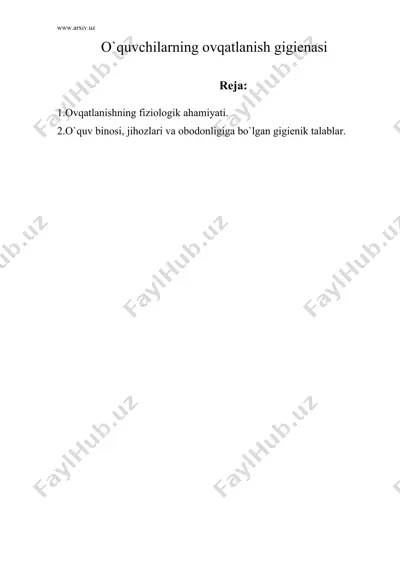o`quvchilarning ovqatlanish gigienasi — DOC