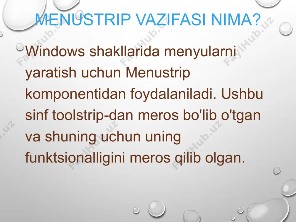 c# dasturlash tilida menustrip komponentasi yordamida dasturlar yaratish (kurs ishi) - Page 5