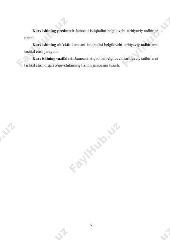 ntimiz ta’kidlaganlaridek, yosh avlod ma’naviy tarbiyasi nechog’li ahamiyatli va kechiktirib bo’lmas masaladir. chunki, bugungi yoshlar ertangi o’zbekistonning kelajagi va bunyodkorlaridir.[footnoteref:3] demak, har jihatdan barkamol shaxslarni tarbiyalash mamlakatimiz oldida turgan dolzarb vazifa ekan, avvalo bunday shaxslarni tarbiyalab, voyaga yetkazish uchun boshlang’ich sinflarda tahsil olayotgan murg‘ak qalb egalarining ongiga ona vatan, vatanni sevmoq, vatan taraqqiyotiga hissa qo’shish kabi tushunchalarni chuqurroq singdirish lozimki, shu ruhda tarbiya topayotgan yosh avlod kelajakda mamlakat, xalq manfaatlarini o‘z manfaatlari bilan uyg‘un holda ko’radigan, har jihatdan yetuk insonlar bo‘lib yetishadilar. bunday shaxslarni tarbiyalab voyaga yetkazishda ta’lim va tarbiya jarayonining almashinib bo’lmas o‘z o’rni bor. shuningdek, dars jarayonining davomi sifatida yo’lga qo’yiladigan sinfdan va darsdan tashqari tarbiyaviy ishlarning vazifasi ham o’quvchilar hayotini zavqshavqqa to’ldirish bilan birga mamlakatimiz rivoji uchun barkamol insonlarni tarbiyalab berishdan iborat. maqsadga yo’naltirilgan holda tashkil etiladigan sinfdan va darsdan tashqari tarbiyaviy ishlarning vazifasi o‘quvchilarning darsda olgan bilimlarini yanada mustahkamlash, amalda qo‘llay bilish, kasbga yo’naltirish, xalqimizning boy …