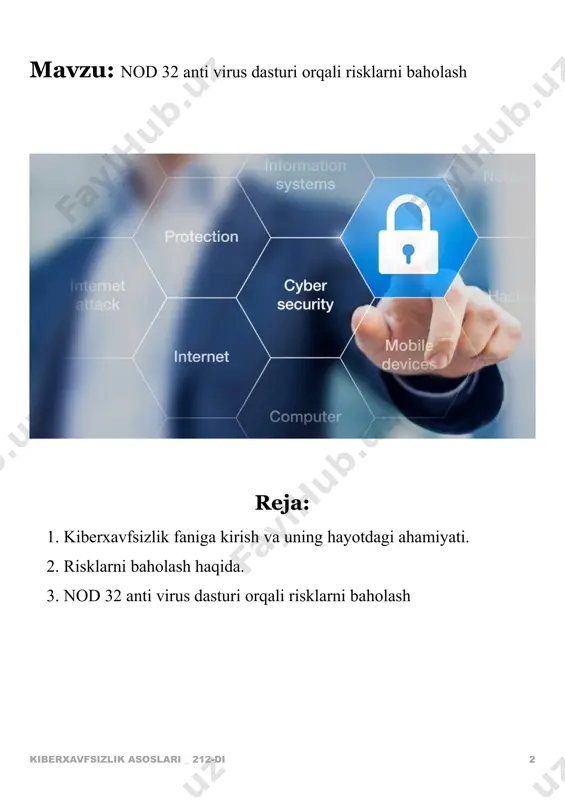 kiberxavfsizlik bir- biriga mos keladi va unga iqtisodiyot, sotsiologiya va kriminologiya kabi ijtimoiy fanlar bilan aloqalar ta'sir qiladi. kiberxavfsizlik asoslari _ 212-di 4 tizimlarni himoya qilish kiberxavfsizlik sohasiga kirish uchun zarur bo'lgan ko'nikmalarni ta'minlaydigan yoki oshiradigan turli xil texnologiyalar guruhiga ta'sir qilish. siz chuqurlikdagi mudofaaning eng yaxshi amaliyotlarini kompyuter tizimlarini xavfsizligini ta'minlash, kelajakdagi tarmoq xavfsizligini tahlil qilish va takomillashtirish uchun xavfsizlik hodisalari natijalaridan foydalanish va tarmoqning zaif tomonlarini aniqlash uchun ichki tizimlarni qidirishda qo'llaysiz. bundan tashqari, dasturning umumiy zaifliklarini bartaraf etish va dam olish paytida va tranzit paytida ma'lumotlarni himoya qilish uchun asosiy shifrlash texnikasini ta'minlash uchun qanday qilib yumshatishni tavsiya qilishni o'rganasiz. tahdidlar, zaifliklar va hodisalarga javob ushbu kurs davomida siz xavfsizlik tahdidlari va bo'shliqlarini aniqlash, muammolarni bartaraf etish va muqarrar hujumlarga javob berishni o'rganasiz. siz tahdidlar, tahlikali aktyorlar, zaifliklar va ekspluatatsiya o'rtasidagi munosabatni tushuntirib berishingiz, hujum usullarini tushunishingiz va hodisalarni hodisalardan ajratishingiz va murosaga kelish ko'rsatkichlarini tan olishingiz …