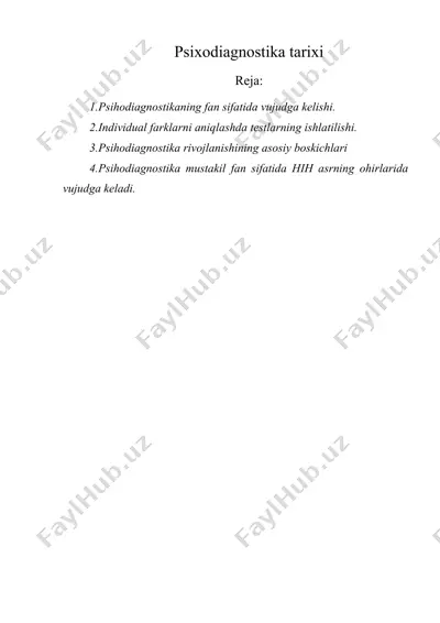 psixodiagnostika tarixi — DOC