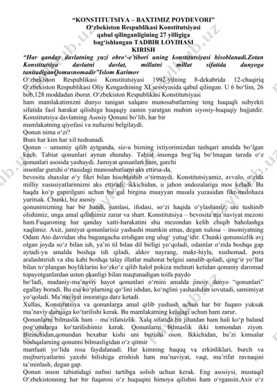 o‘zbekiston respublikasi konstitutsiyasi — DOCX