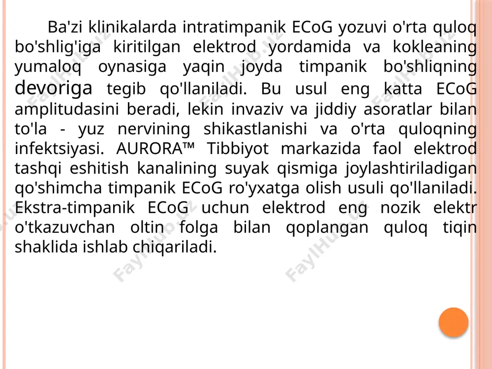 buzilishini aniqlash, chastota to'lqinlarining buzilishi va ularning tebranishlarining kamayishi yoki ularning to'liq yo'qligini aniqlash uchun ishlatiladi. diagnostik komponentlar ecog ning bir nechta turlari mavjud, ammo eng yaxshisi ekstratimpanik elektrokoxleografiya hisoblanadi, bunda eng aniq tasvirni olish uchun elektrodlar to'g'ridan-to'g'ri quloq suyagiga joylashtiriladi. diagnostikaning har bir tarkibiy elementi batafsilroq ko'rib chiqilishi kerak: 1. mikrofon potentsialini o'rnatish eshitish organlarini rag'batlantirish uchun uning chastotasini takrorlaydigan o'zgaruvchan chastotadir. tibbiy me'yorlarga ko'ra, mikrofon potentsiali 80 db nps dan kam bo'lmasligi kerak (agar ma'lumotlar past bo'lsa, bu allaqachon eshitish organlarining ishlashida og'ish deb hisoblanadi). mikrofon salohiyatining asosiy afzalligi shundaki, u juda sezgir va hatto eng nozik tebranishlarni ham aniqlay oladi. shunday qilib, mikrofon potentsiali elektrokoxleografiyaning muhim qismidir, chunki u eshitish organlarining sezgirligi va to'g'ri ishlashini belgilaydi. 2. bu ko'rsatkich elektrofiziologik jarayonlarni ko'rsatadi. ular asosiy quloq membranasini va membrana kokleasida joylashgan faol soch hujayralarini aralashtirishda yuzaga kelishi mumkin. agar turli sabablarga ko'ra umumiy potentsialni amalga oshirishning iloji bo'lmasa, …