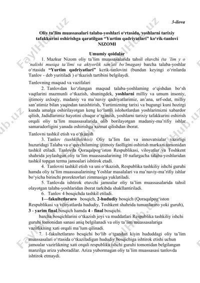 "yurtim qadriyatlari" ko‘rik-tanlovi — DOCX