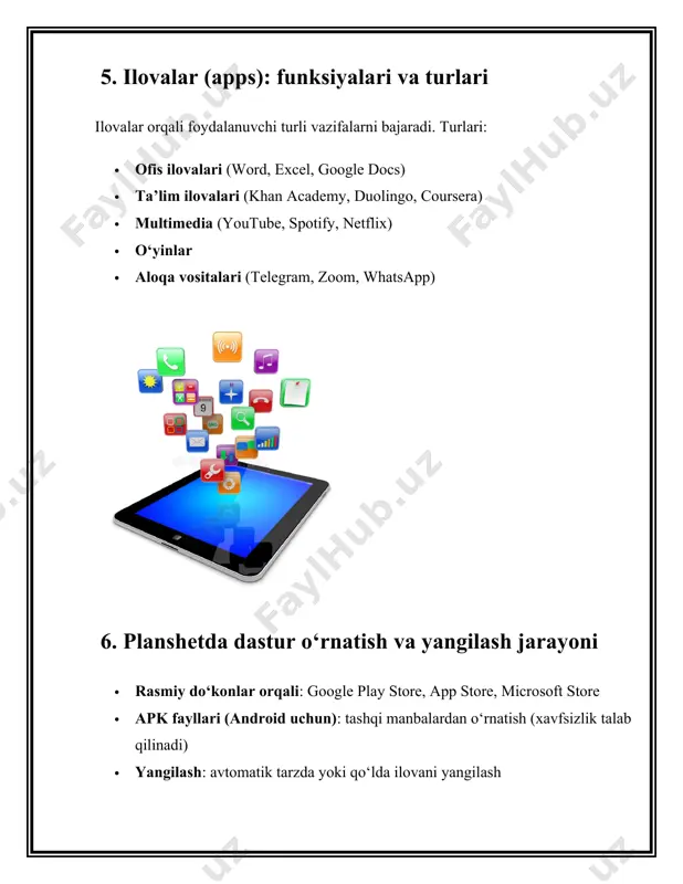 planshetlarning dasturiy ta’minoti va ulardan foydalanish - Page 5
