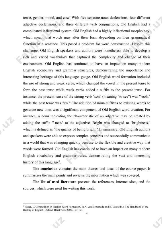 ve pronouns and most numerals. verbs belonging to this layer denote the basic activities of man; adjectives indicate the most essential qualities. the common germanic layer includes words which are shared by most germanic languages, but do not occur outside the group. being specifically germanic, these words constitute an important distinctive mark of the germanic languages at the lexical level. this layer is certainly smaller than the layer of common ie words. semantically these words are connected with nature, with the sea and everyday life. the third etymological layer of native words can be defined as specifically oe, that is words which do not occur in other germanic or non-germanic languages. these words are few, if we include here only the words whose roots have not been found outside english: oe clipian ‘call’, oe brid (ne bird) and several others. however, they are far more numerous if we include in …