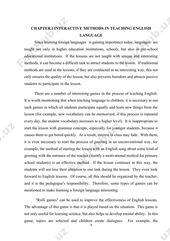 udents, increase their mental capacity, quickness, intelligence, remember new words easily and, most importantly, organize the lesson meaningfully. today, the educational process is mainly carried out in a traditional way, but at all stages of the educational system, continuous learning of foreign languages, as well as improving the qualifications of teachers and teaching with modern educational and methodological materials provision requires further improvement. by introducing advanced methods of education with modern pedagogy and information-communication, the growing young generation will become experts in the languages they are learning and therefore, it is desirable for them to be able to speak these languages easily. after all, everything is for the great future of our youth and the development of our country. in fact, grammar concepts are also taught during teaching, as teachers' lesson plans indicate this. however, there is a game to make this process easier and fun. for example, topic word …