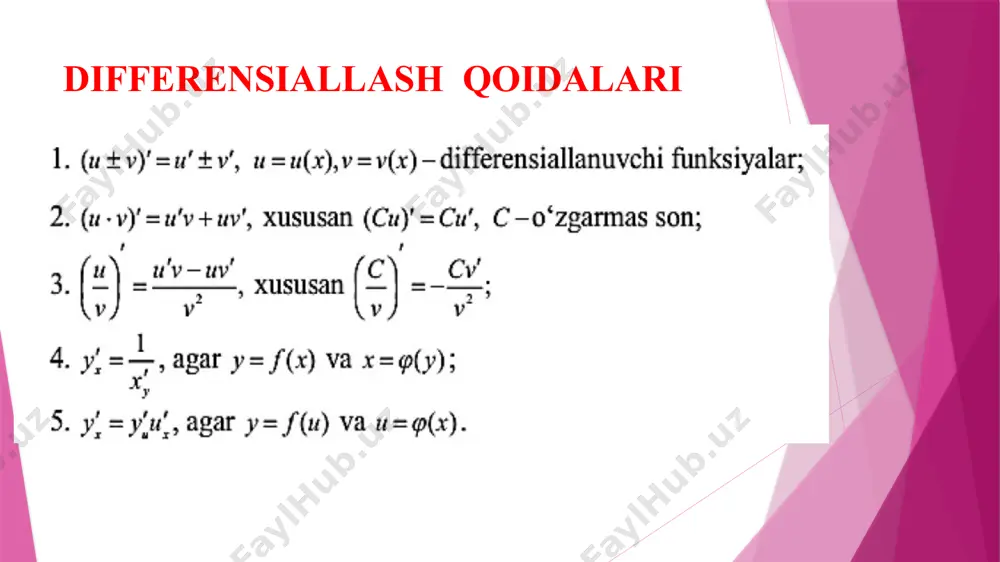 differensiallashning asosiy qoidalari - Page 2
