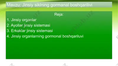 jinsiy siklning gormanal boshqarilivi — PPTX