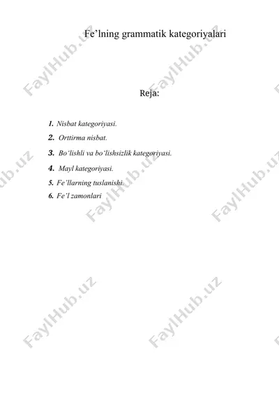 fe’lning grammatik kategoriyalari — DOC