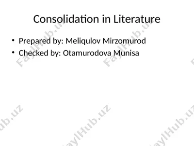 consolidation in literature — PPTX