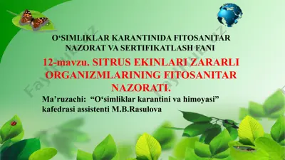 sitrus ekinlari zararli organizmlarining fitosanitar nazorati — PPTX
